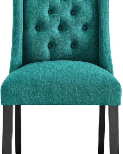Modway Baronet Button Tufted Fabric, One Dining Chair, Teal - LeafyLoom