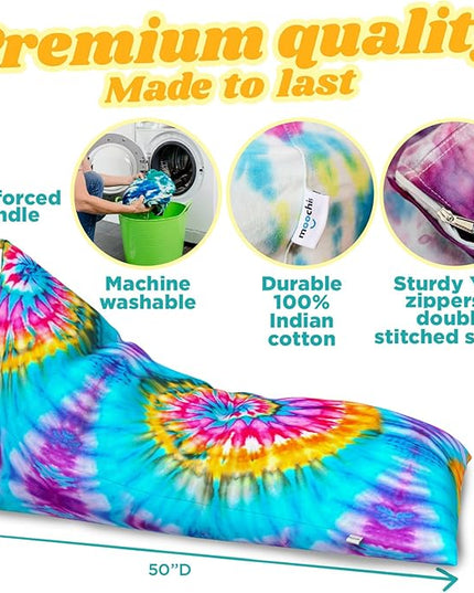 Stuffed Animal Storage - Tie Dye Stuffed Animal Bean Bag Storage Kit, Plushies Storage, Extra Large Stuffed Animal Storage, Empty Bean Bag Chair For Stuffed Animals, Stuffed Animal Holder - LeafyLoom