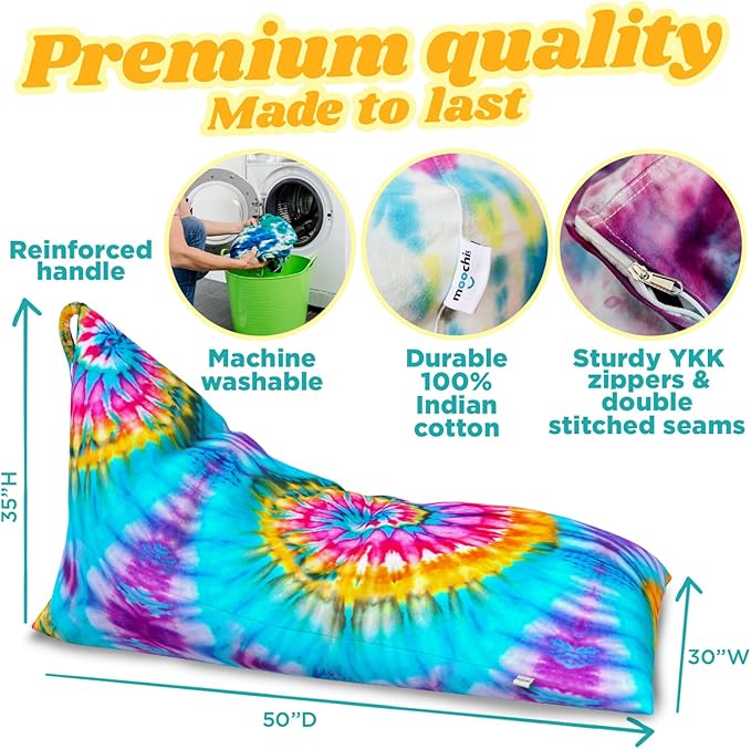 Stuffed Animal Storage - Tie Dye Stuffed Animal Bean Bag Storage Kit, Plushies Storage, Extra Large Stuffed Animal Storage, Empty Bean Bag Chair For Stuffed Animals, Stuffed Animal Holder - LeafyLoom