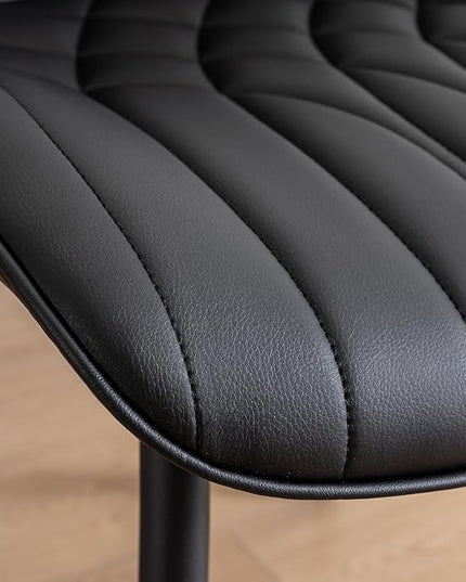 YOUNUOKE Black Dining Chairs Set of 2 Modern Upholstered Kitchen Chair Comfortable PU Leather Dinner Chairs for Kitchen Dinning Room - LeafyLoom