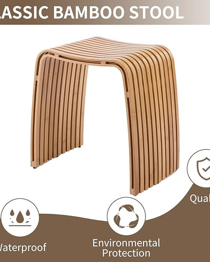 Bamboo Dining Stool Dining Chair Dressing Stool Shoe Stool Bathroom Stool Dining Room Bathroom Living Room Study Bedroom Durable and Beautifully Designed - LeafyLoom