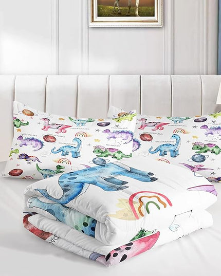 CVHOUSE Dinosaur Bedding Set,Dinosaur Comforter,Dinosaur Comforter Set King,Microfiber Quilt Set with 1 Comforter and 2 Pillow Cases- 3 Piece - LeafyLoom