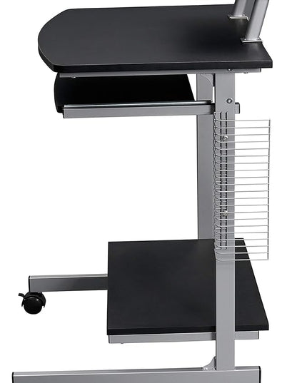 Techni Mobili Compact Computer Cart With Storage, Graphite - LeafyLoom