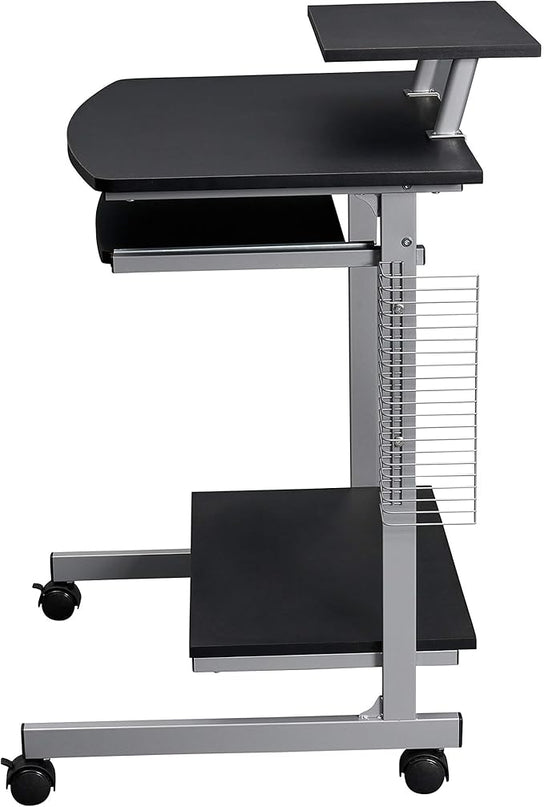 Techni Mobili Compact Computer Cart With Storage, Graphite - LeafyLoom