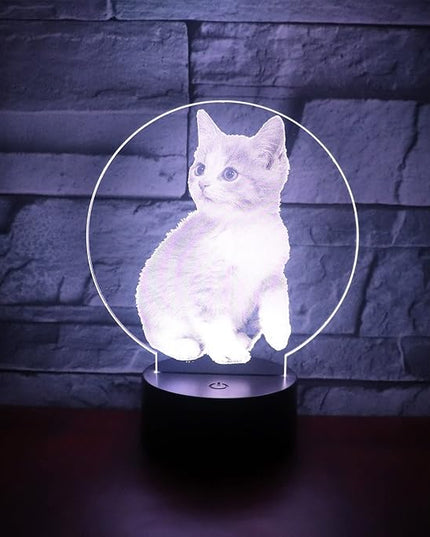 Cat Lamp 3D Optical Illusion Night Light Table Light 7 Colors Changing Touch Control Gift for Christmas Birthday Valentine's Day Kids Children Girl and Boy - LeafyLoom