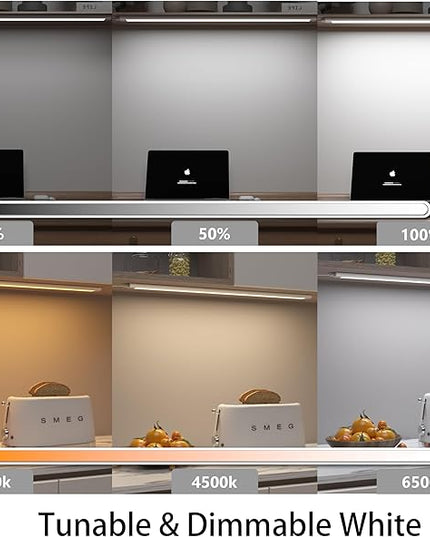 LED Light Bar,Plug-in, Dimmable, Adjustable White & RGB Color Changing, Alexa, Google Home Enabled Remote Counter Lights for Kitchen, Shelf, Cupboard, Desk, Monitor (1-Bar 12 Inch Kit) LAMPAOUS