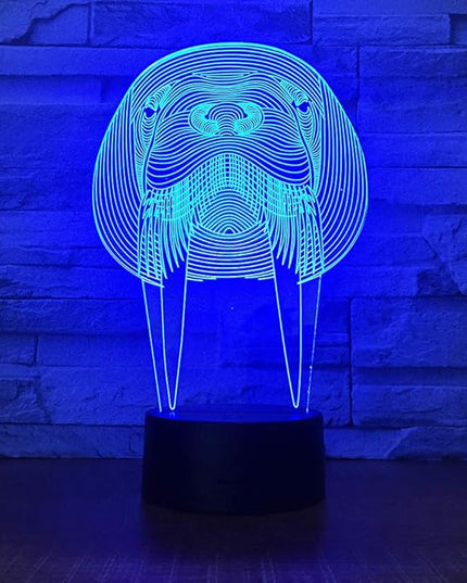 Animal Walrus Shape 3D Optical Illusion Lamp 7 Colors Change Timing Remote Control and Touch Button LED Night Light Gifts Toys - LeafyLoom
