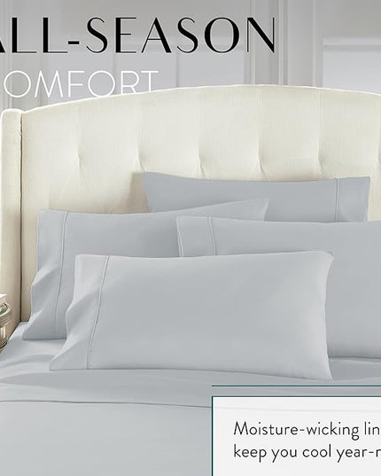 Danjor Linens California King 6 Piece Sheet Set - Deep Pockets, Breathable Bed Sheets - Wrinkle Free, Machine Washable - Light Grey Cal King Size - LeafyLoom