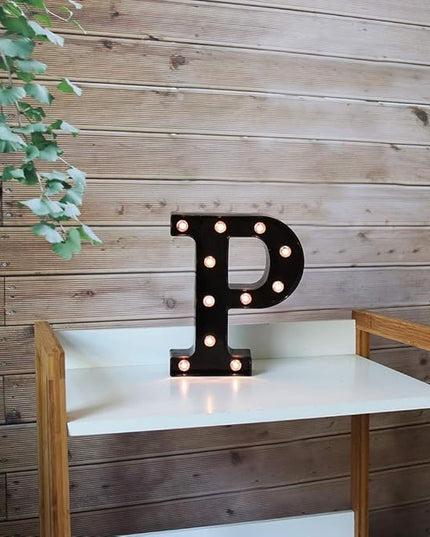 Light Up Black Alphabet Marquee Letters Sign LED Marquee Number Lights Sign for Night Light Home Bar Christmas Lamp Birthday Party Wedding Decoration P - LeafyLoom