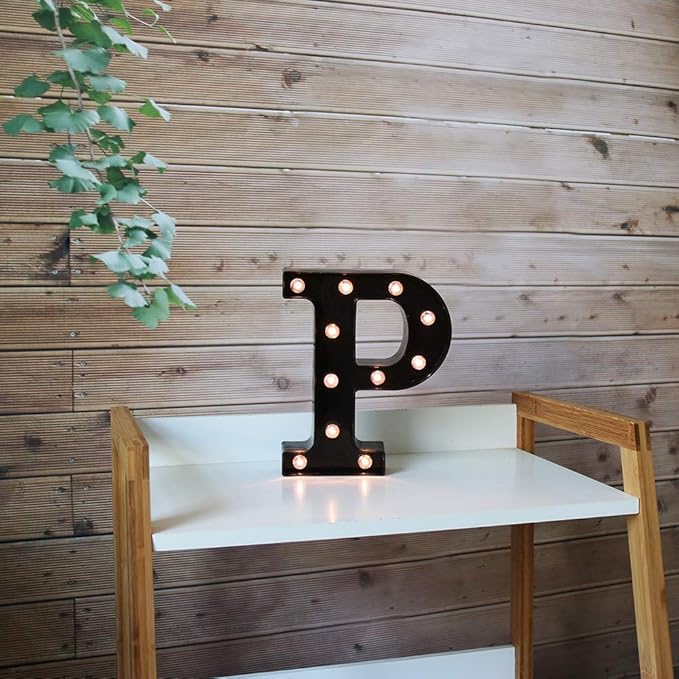 Light Up Black Alphabet Marquee Letters Sign LED Marquee Number Lights Sign for Night Light Home Bar Christmas Lamp Birthday Party Wedding Decoration P - LeafyLoom