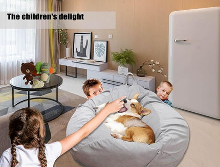 Stuffed Animal Storage Bean Bag Chair Cover (No Filler) Washable Ultra Soft Corduroy Bean Bag Cover for Organizing Plush Toys or Textile, Sack Bean Bag for Adults, Teens - LeafyLoom
