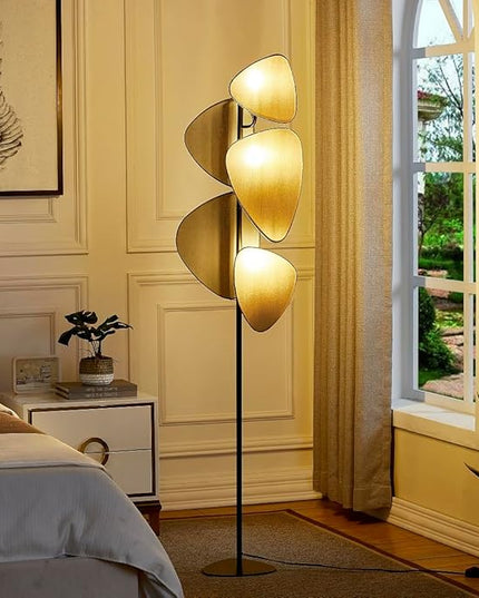 WOXXX Floor Lamp,Floor Lamps for Living Room,Modern Floor Lamp for Bedroom Office,Boho Corner Floor Lamp with 5 Weave Shades,Reading Tall Lamp Standing Lamp,Minimalist Unique Tree Floor Lamp(Black) - LeafyLoom