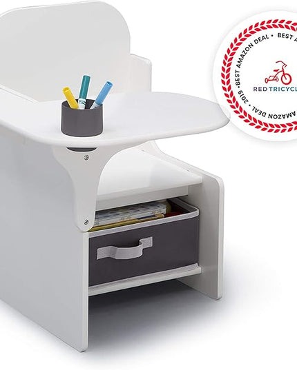 Delta Children MySize Chair Desk With Storage Bin, Bianca White - LeafyLoom