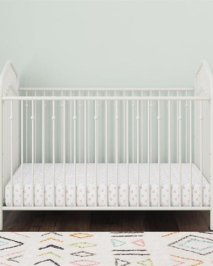 Novogratz Bushwick Metal Crib with Adjustable Mattress Height, Off White - LeafyLoom