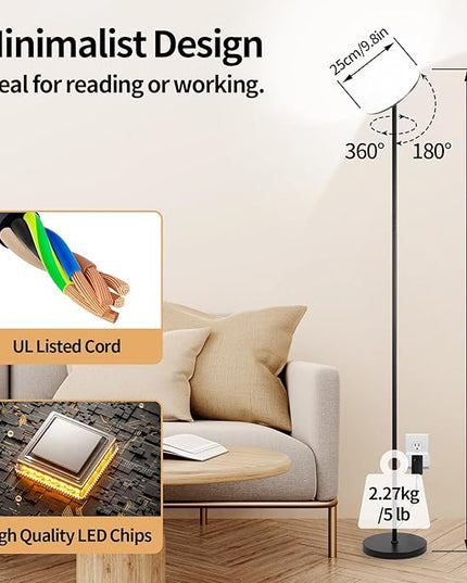 LED Floor Lamp, 36W 3600LM Super Bright Mushroom-Head Standing Lamp with Remote/Touch Control, Modern Torchiere Sky Lamp with 2700K-6500K Stepless Dimming, 69" Tall Lamp for Living Room Bedroom Office - LeafyLoom