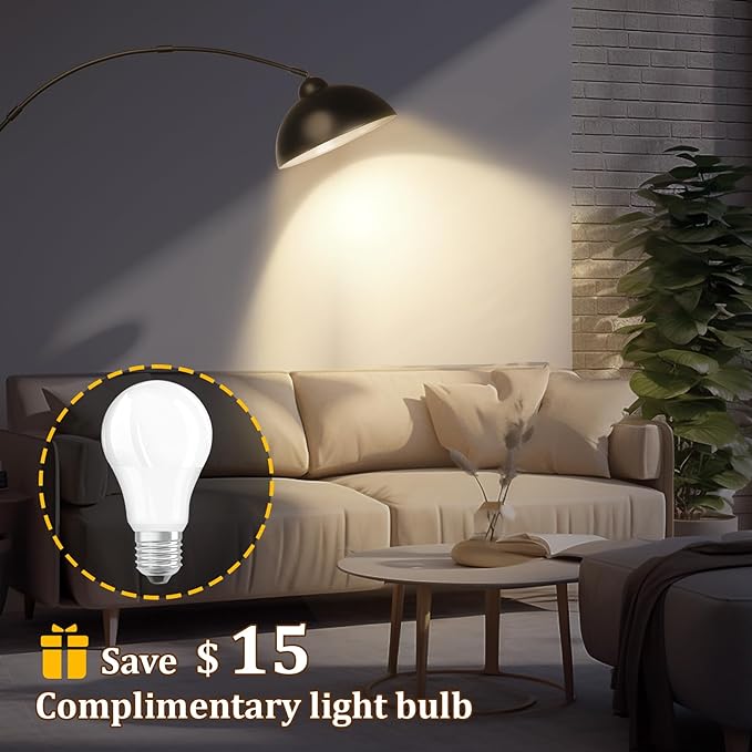 Black Arc Floor Lamp for Living Room, Dimmable LED Corner Floor Lamp with Remote Control, Modern Arch Standing Floor Lamp Curved (2700-6000K 9W LED Bulb Included - LeafyLoom