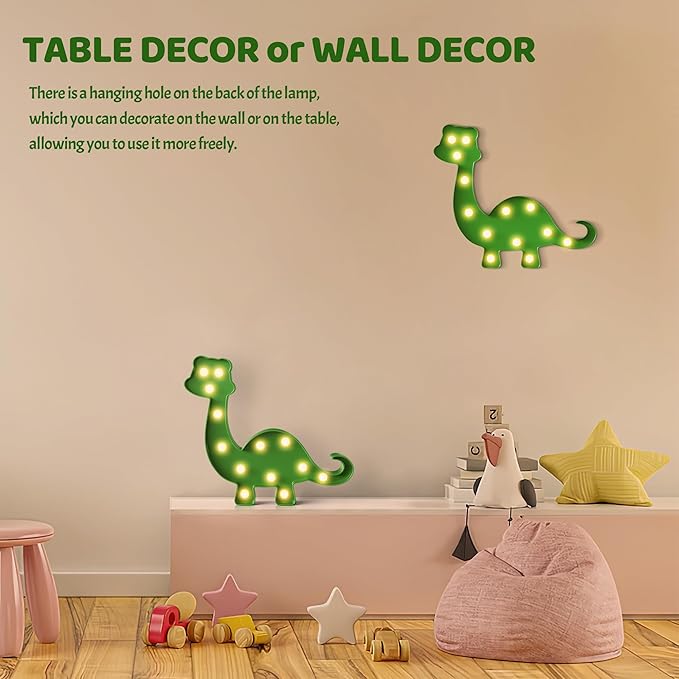 Green Dinosaur Party Decorations, Dinosaur Room Decor, Battery Powered Dinosaur Light, Dinosaur Wall Decor, Dinosaur Birthday Decorations - LeafyLoom