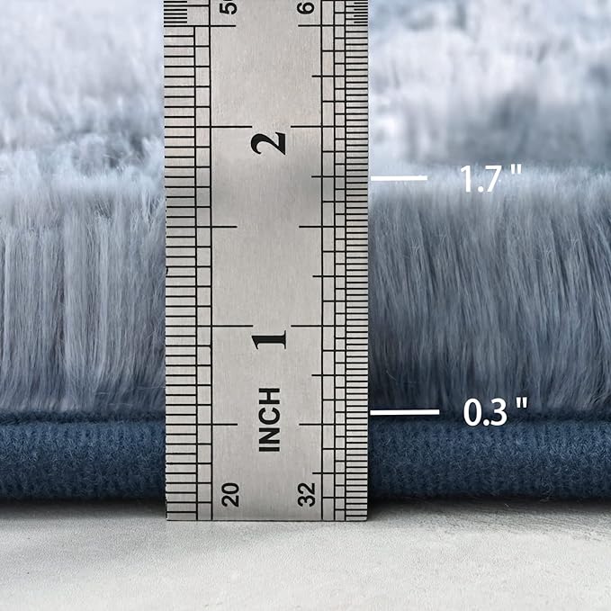 5x8 Large Area Rugs for Living Room, Super Soft Fluffy Modern Bedroom Rug, Tie-Dyed Blue Grey Indoor Shag Fuzzy Carpets for Girls Kids Nursery Room Home Decor - LeafyLoom