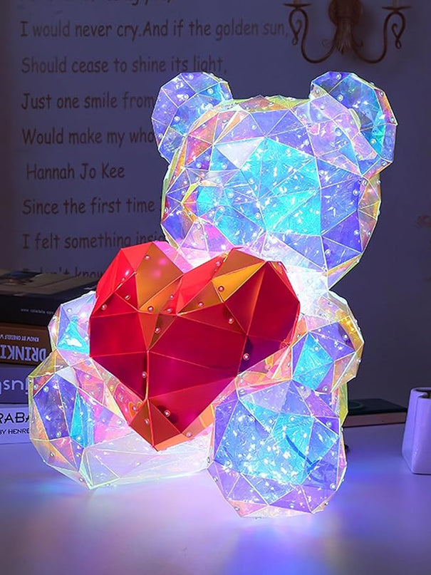 Glowing Teddy Bear,Teen Girl Gifts Trendy Stuff,LED Lights Up Bear Night Light,Galaxy Bear Lamp Bedrooms Bedside Nursery Decor Lights,Unique Gift for Woman Girls Kids Mon with Transparent Gift Box - LeafyLoom