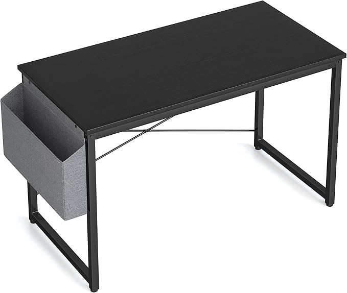 Cubiker Computer Desk 47 inch Home Office Writing Study Desk, Modern Simple Style Laptop Table with Storage Bag, Black - LeafyLoom