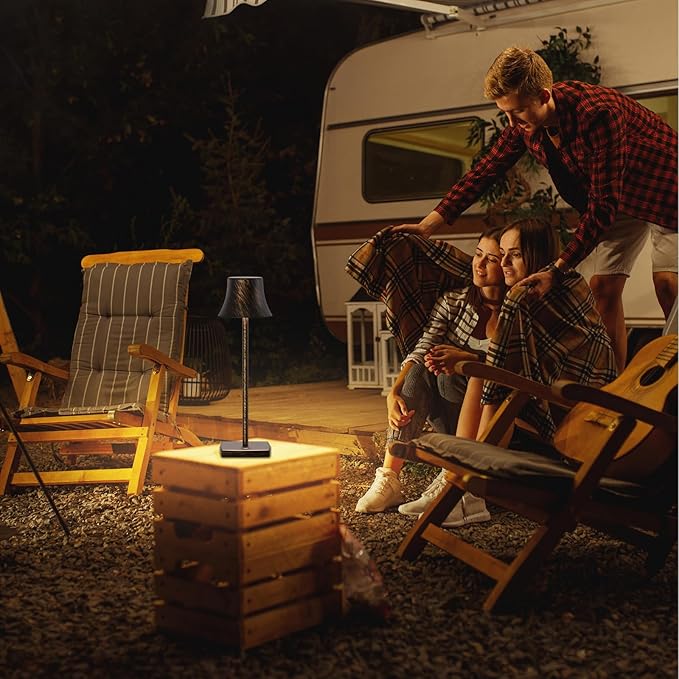 SAKRINGT 2 Pack LED Cordless Table Lamps Rechargeable,5000mAh Battery Operated Table Light,3 Color Stepless Dimming,Portable Small Desk Lamp in Aluminum for Party Patio Restaurant Outdoor - LeafyLoom