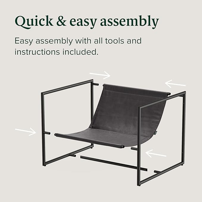 ZINUS Aidan Faux Leather Sling Accent Chair, Metal Framed Armchair with Shredded Foam Cushioning, Slate Grey - LeafyLoom