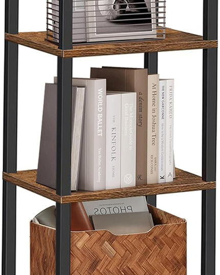 TUTOTAK Bookshelf, 4-Tier Tall Book Shelf, Narrow Bookcase for Small Space, DIY Stackable Bookshelf, for Living Room, Office, Study, Entryway, Industrial, Rustic Brown BS01BB004 - LeafyLoom