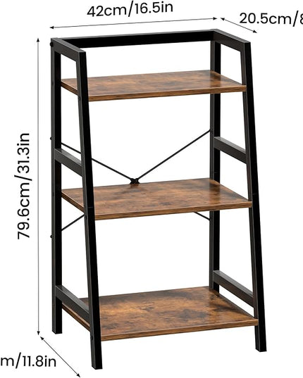 Bookshelf, Bookcase for Small Spaces, 3-Tier Shelf Bookcase, Short Shelf Storage Organizer for Living Room, Bedroom, Home Office, Kitchen, 11.8 "D x 16.5" W x 31.3 "H, Rustic Brown - LeafyLoom