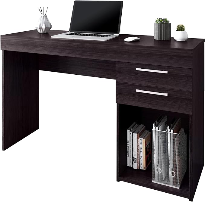 Techni Mobili Computer Home Office or Bedroom Storage & Drawers Ideal for Small Spaces Writing Desk, 47.6" W x 16.1" D x 30.3, Espresso - LeafyLoom