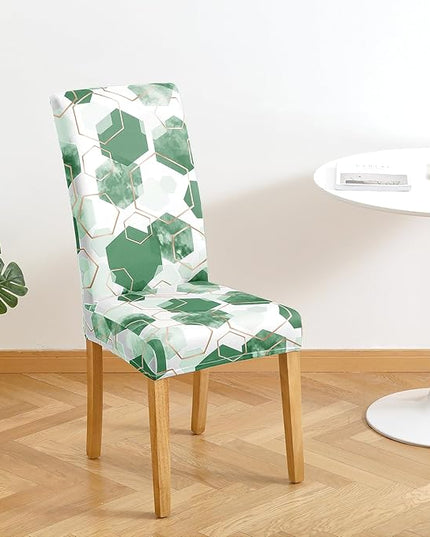 Gibelle Dining Room Chair Covers Set of 4, Soft Stretch Kitchen Chair Covers Slipcover Protector, Removable Washable Geometric Parson Chair Covers 4 Pack, Dark Cyan Gibelle