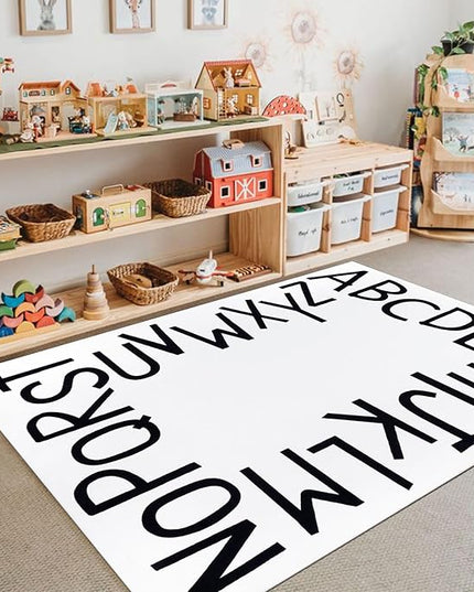 Topotdor Kids Play Rug Alphabet Nursery Area Rug Extra Large Soft Crawling Play Mat for Children Toddlers Bedroom (59x83 inch,Beige) - LeafyLoom