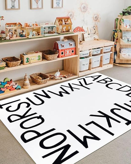 Topotdor Kids Play Rug Alphabet Nursery Area Rug Extra Large Soft Crawling Play Mat for Children Toddlers Bedroom (47x70 inch,Beige) - LeafyLoom