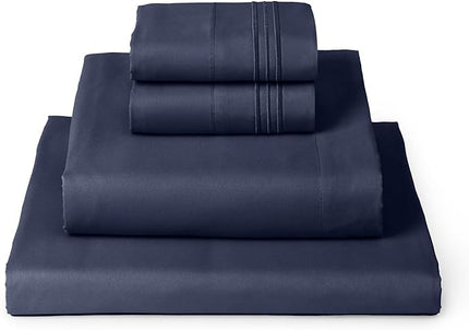 Mellanni Twin XL Sheets Set - 4 Piece Iconic Collection Bedding Sheets & Pillowcases - Soft, Cooling Bed Sheets - Deep Pocket up to 16 inch - 4 PC (Twin Extra Long, Navy Blue w/Extra Pillow Case) - LeafyLoom