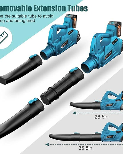 Leaf Blower - 320CFM 180MPH 21V Leaf Blower Cordless with 2 X 5.0 Ah Battery & Charger, Electric Leaf Blower Battery Powered Leaf Blower Lightweight for Snow Blowing & Lawn Care Yard Cleaning - LeafyLoom