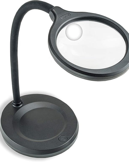 Carson DeskBrite300 COB LED Lighted 2x Aspheric Magnifier & Desk Lamp with 5x Spot Lens with Included USB-C Power Adapter, Black (LM-30) - LeafyLoom