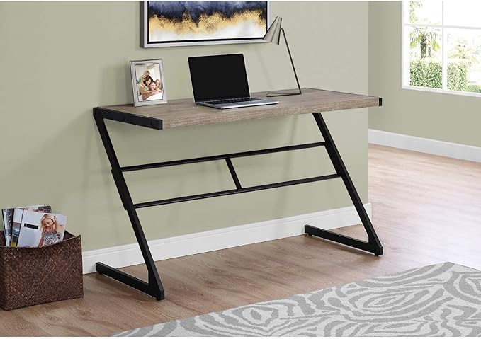 Monarch Specialties Simple Modern Study Laptop Table for Home & Office Computer Desk-Z-Shaped Metal Leg, 48" L, Dark Taupe - LeafyLoom