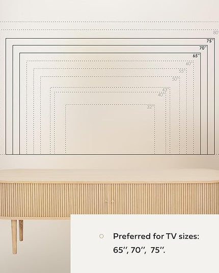 71’’ TV Stand with Storage and Shelves designed to fit 65’’ - 75’’ TVs. Wood Entertainment Center for Living Room and Bedroom, Media Console and Modern TV Console Table (Oak) - LeafyLoom