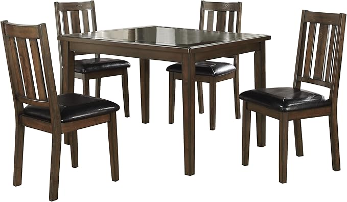 NicBex Dining Table Set for 4 Kitchen Table Set 5Pc Dining Set Wooden Furniture Kitchen Set with 1 Table and 4 Faux Leather Upholstery Chairs for Kitchen, Bar, Living Room, Brown Mix - LeafyLoom