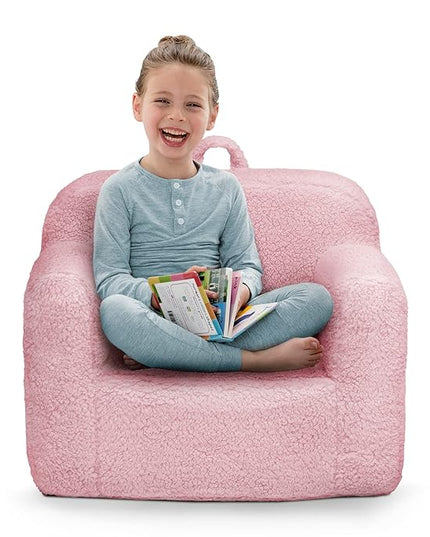 Delta Children Cozee Sherpa Chair, Pink - LeafyLoom