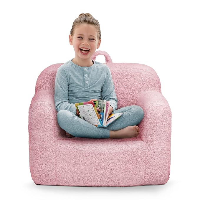 Delta Children Cozee Sherpa Chair, Pink - LeafyLoom