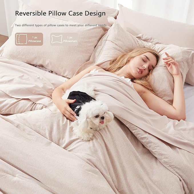 UNILIBRA 7 Pieces Bed in a Bag Full Size Comforter Sets, Taupe Full Bed Set Soft for All Seasons - Cationic Dyeing Bedding Set with Comforter, Flat Sheet, Fitted Sheet, Pillowcases & Shams - LeafyLoom