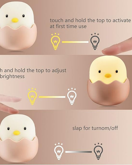 Kids Night Light, Cute Creative Egg Shell Baby Night Light with Touch Sensor, Nursery Night Lights, Kawaii Desk Accessories, Room Decor for Boys Girls Kids Gifts - LeafyLoom