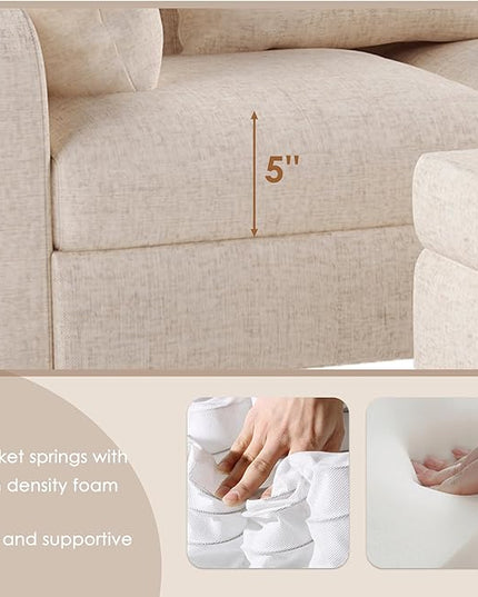 Sectional Sofa with 6 Pillows, Modern L-Shaped Modular Couch Upholstered 6 Seaters Living Room Indoor Furniture Sofa&Couch W/ & Coffee table Storage Ottoman, for Apartment,Various Combinations - LeafyLoom