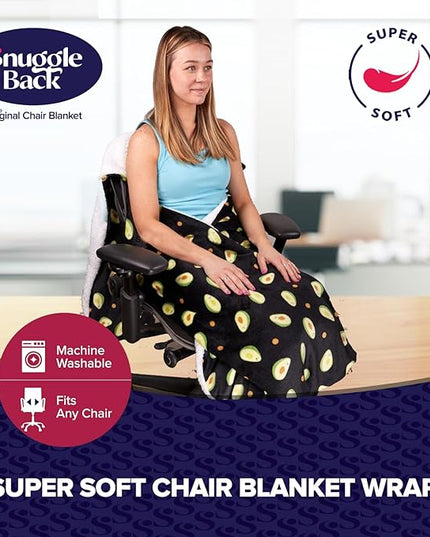 The Original Office Chair Blanket by SnuggleBack; Cozy Comfy Office Desk Chair Wrap Attaches for Convenient Heat and Hands-Free. Stay Warm In The Winter or Summer. Sherpa Fur Lining - LeafyLoom