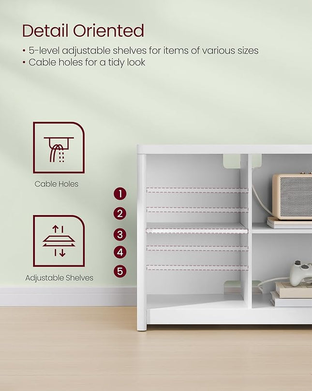 VASAGLE TV Stand for TVs up to 75 Inches, Entertainment Center with Storage Shelves, TV Console Table, Easy to Assemble, TV Cabinet for Living Room, Bedroom, Cloud White ULTV112W01 - LeafyLoom