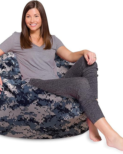 Posh Creations Bean Bag Chair for Kids, Teens, and Adults Includes Removable and Machine Washable Cover, Soft Nylon - Camo Digital, 48in - X-Large - LeafyLoom