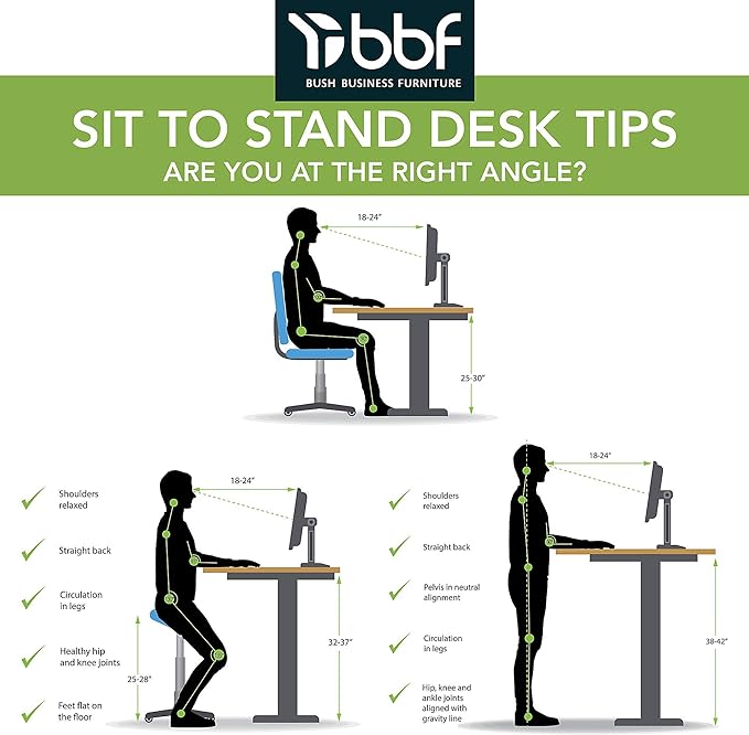 Bush Business Furniture Move 60 Electric Ergonomic Sit-Stand Computer Table for Home and Professional Office, 48W x 24D, Mocha Cherry - LeafyLoom