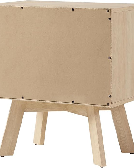 Walker Edison Mid-Century Modern 1 Nightstand Bedroom Storage Drawer and Shelf Bedside End Table, 21 Inch, Coastal Oak - LeafyLoom