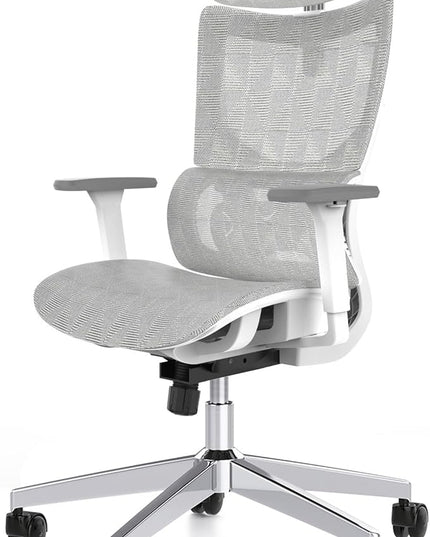 Ergonomic Office Chair with 3D Armrest, Big and Tall Computer Desk Chair with Adjustable Headrest, Seat Depth, Lumbar Support, Home Office Gaming Chair White - LeafyLoom