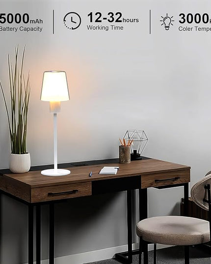 5000mAh Rechargeable Cordless Table Lamps, RGB Colors and Warm Light Stepless Dimming, LED Desk Lamp for Bedroom/Couple Dinner/Desk/Cafe/Dining Room/Terrace (1) - LeafyLoom